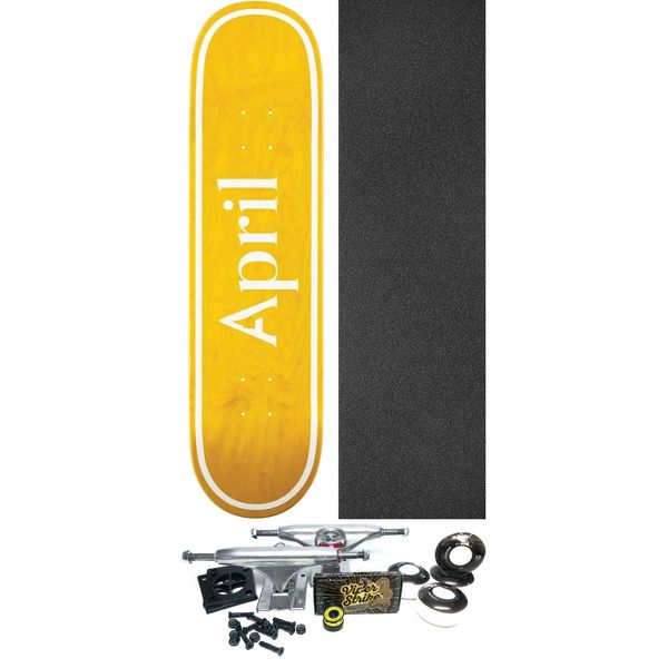 April Skateboards OG Logo Yellow Skateboard Deck - 8.5" x 32.2" - Complete Skateboard Bundle